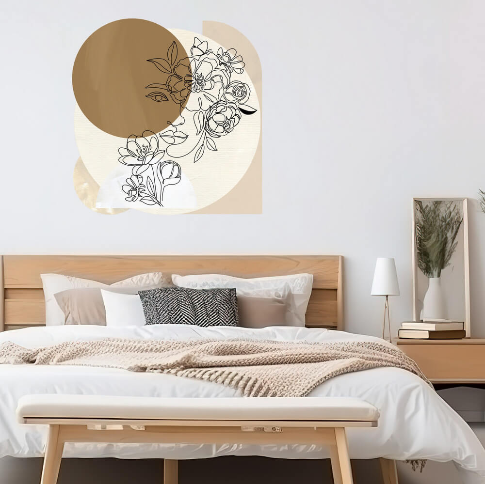 Wall sticker pentru dormitor - Femeie cu flori