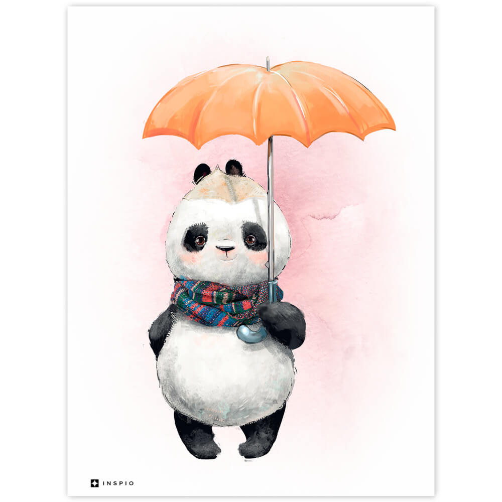 Tăbliță în camera copiilor - Panda cu umbrelă