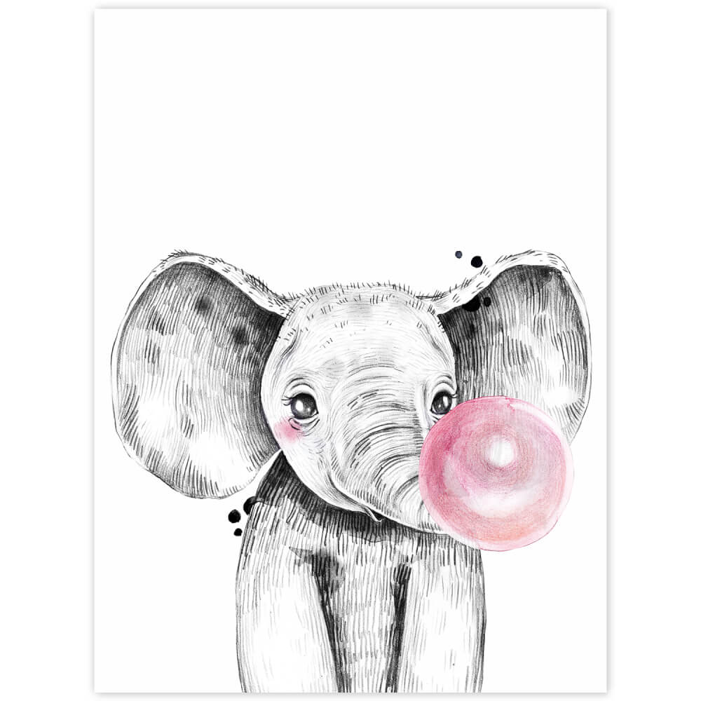 Tablou pe perete - Elefant cu o bulină roz